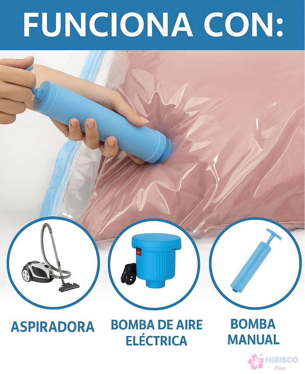 Pack Bolsas al Vacío Compresor de ropa 68x98 CM