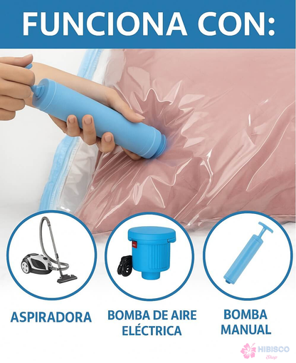 Pack Bolsas al Vacío Compresor de ropa 68x98 CM