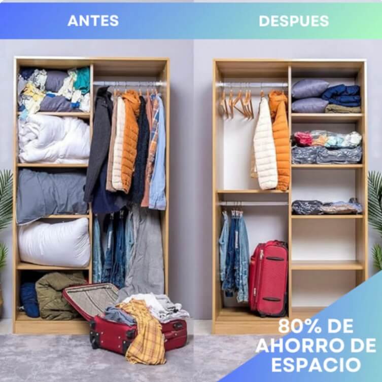 Pack Bolsas al Vacío Compresor de ropa 68x98 CM