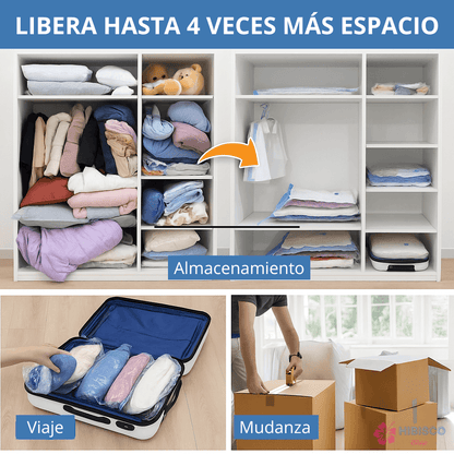 Pack Bolsas al Vacío Compresor de ropa 68x98 CM